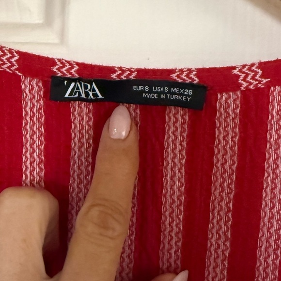 Zara Like New Striped Sailor Flare Mini Dress in Red and White Size Small - Picture 2 of 5